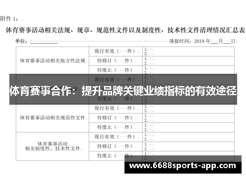 体育赛事合作：提升品牌关键业绩指标的有效途径